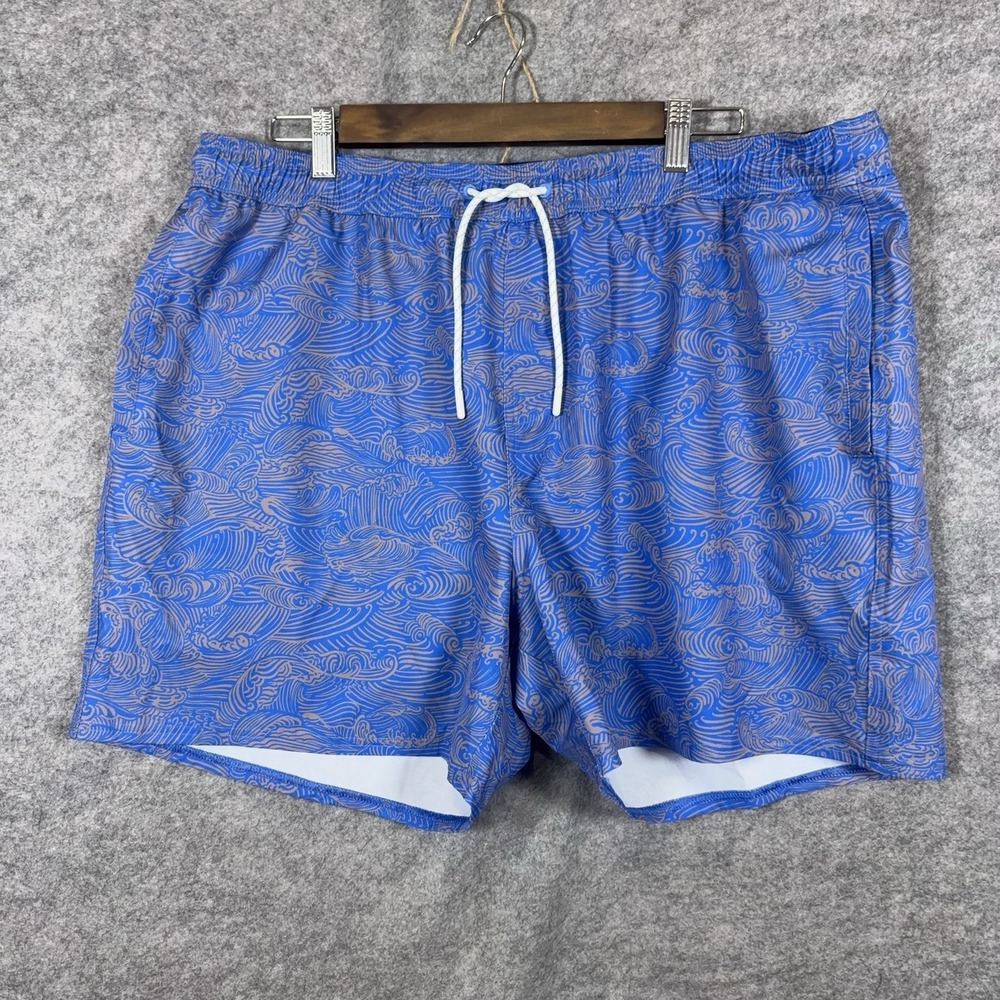 Wellen Performance Swim Trunks Mens 2XL Blue Ocean Waves‎ Lined Pockets